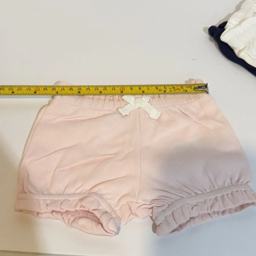3 New Girls kids Bloomer Shorts Multipacks 3 Month blue white and pink